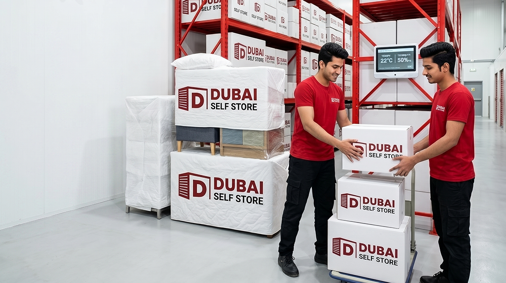 Storage facility holding boxes and furniture
