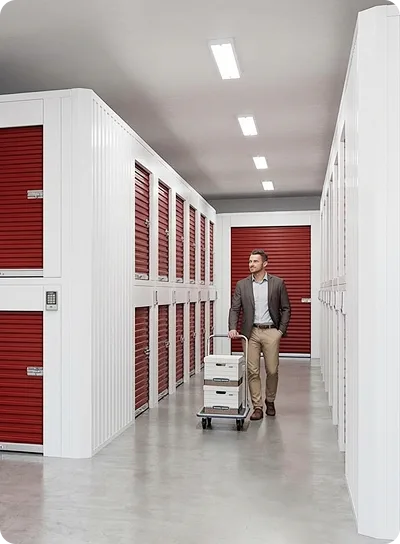 Dubai Self Store staff planning a customer storage unit