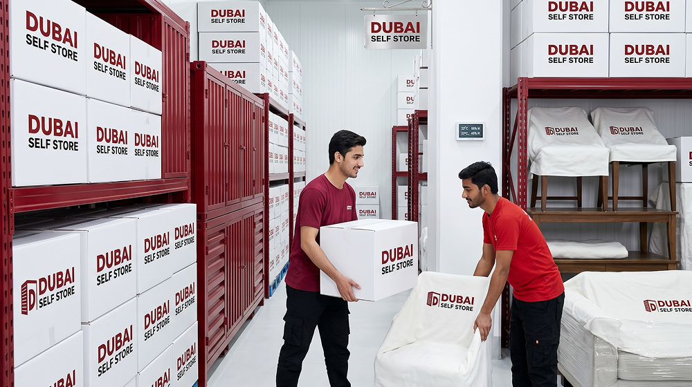 Men working in storage facility