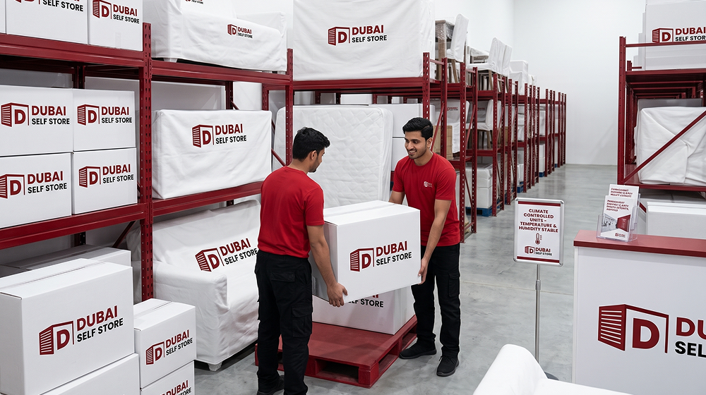Storage facility with white boxes