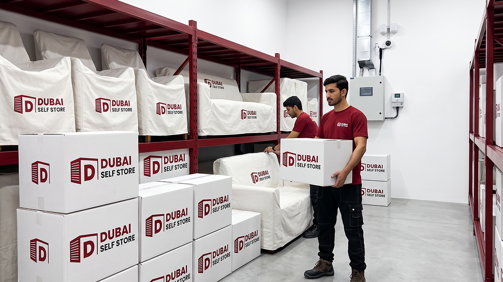 Storage facility holding boxes and furniture
